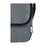 Messenger shoulder bag with flap closure and buckle, RPET grey colour