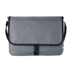 Messenger shoulder bag with flap closure and buckle, RPET grey colour