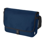 Messenger shoulder bag with flap closure and buckle, RPET navy-blue colour