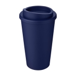 Quality double-insulated plastic travel mug, 350 ml dark blue colour