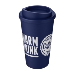 Quality double-insulated plastic travel mug, 350 ml dark blue colour