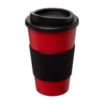 Insulated plastic travel mug, 350 ml red colour