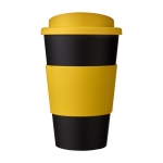 Insulated plastic travel mug, 350 ml yellow colour