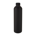 Thermos bottle with logo, modern design and matte finish, 1 L black colour