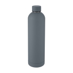 Thermos bottle with logo, modern design and matte finish, 1 L dark grey colour