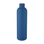 Thermos bottle with logo, modern design and matte finish, 1 L navy-blue colour