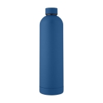 Thermos bottle with logo, modern design and matte finish, 1 L navy-blue colour