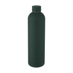 Thermos bottle with logo, modern design and matte finish, 1 L dark green colour