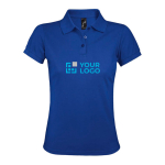 Women's polo shirt, polyester and cotton, 200 g/m2, SOL'S Prime royal blue colour view with print area