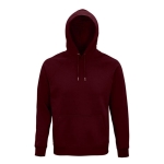 Unisex hooded sweatshirt made from eco-materials, 280 g/m2 burgundy colour eighth view