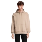 Unisex hooded sweatshirt made from eco-materials, 280 g/m2 beige colour photographic view