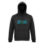 Unisex hooded sweatshirt made from eco-materials, 280 g/m2 graphite colour view with print area