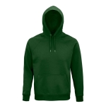 Unisex hooded sweatshirt made from eco-materials, 280 g/m2 dark green colour ambient view