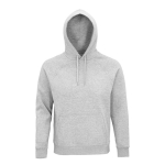 Unisex hooded sweatshirt made from eco-materials, 280 g/m2 heather light grey colour