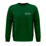 Unisex sweatshirt made of eco materials, 280 g/m2, SOL'S Comet dark green colour view with print area