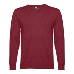 V-neck sweater partly made of cotton, 220 g/m2, THC Milan burgundy colour