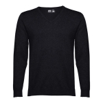 V-neck sweater partly made of cotton, 220 g/m2, THC Milan black colour