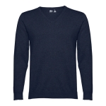 V-neck sweater partly made of cotton, 220 g/m2, THC Milan navy-blue colour