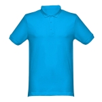 Cotton polo shirt in many colours, 240 g/m2, THC Monaco cyan blue colour