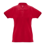 Women's cotton polo shirt, 240 g/m2, THC Monaco red colour first view