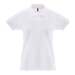 Women's cotton polo shirt, 240 g/m2, THC Monaco white colour first view