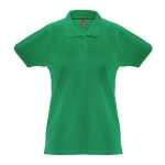 Women's cotton polo shirt, 240 g/m2, THC Monaco green colour first view