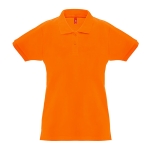 Women's cotton polo shirt, 240 g/m2, THC Monaco orange colour first view