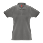 Women's cotton polo shirt, 240 g/m2, THC Monaco dark grey colour first view