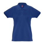 Women's cotton polo shirt, 240 g/m2, THC Monaco royal blue colour first view