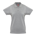 Women's cotton polo shirt, 240 g/m2, THC Monaco marbled grey colour first view