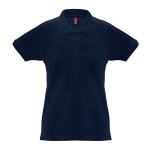 Women's cotton polo shirt, 240 g/m2, THC Monaco dark blue colour first view