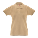 Women's cotton polo shirt, 240 g/m2, THC Monaco light brown colour first view