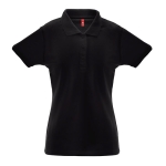 Women's cotton and polyester polo shirt, 200 g/m2 black colour first view