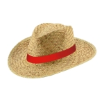 Straw hat made of natural straw for the summer red colour