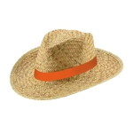 Straw hat made of natural straw for the summer orange colour