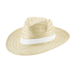 Straw hat with band white colour