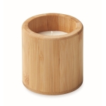 Vanilla-scented candle in a bamboo holder for health salons wood colour