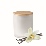 Candle in a glass jar with bamboo lid, in 4 different scents white colour seventh view