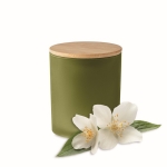 Candle in a glass jar with bamboo lid, in 4 different scents green colour seventh view