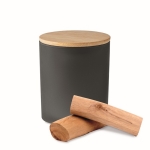 Candle in coloured glass with bamboo lid for promotions black colour seventh view