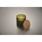 Candle in coloured glass with bamboo lid for promotions green colour fifth photographic view