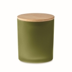 Candle in coloured glass with bamboo lid for promotions green colour seventh view