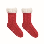 Red non-slip Christmas style socks in gift box red colour second view