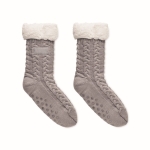 Red non-slip Christmas style socks in gift box grey colour second view