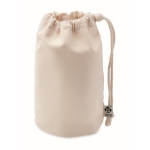 Accessory storage bag with drawstring, made of organic cotton beige colour