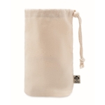 Accessory storage bag with drawstring, made of organic cotton beige colour second view