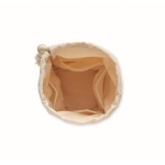 Accessory storage bag with drawstring, made of organic cotton beige colour fourth view