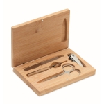 Nail care set in stainless steel with bamboo box wood colour