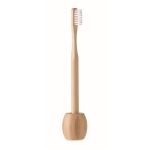 Eco-friendly toothbrush with stand, both made of bamboo wood wood colour