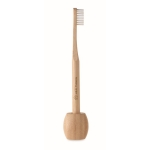 Eco-friendly toothbrush with stand, both made of bamboo wood wood colour second main view